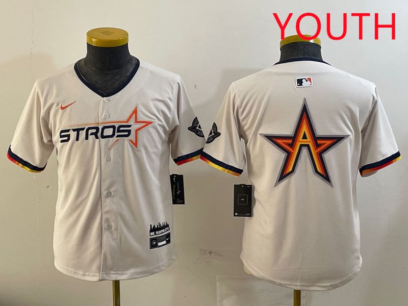 Youth Houston Astros Blank Cream three generations Joint Name 2025 Nike MLB Jersey style 41413->youth mlb jersey->Youth Jersey